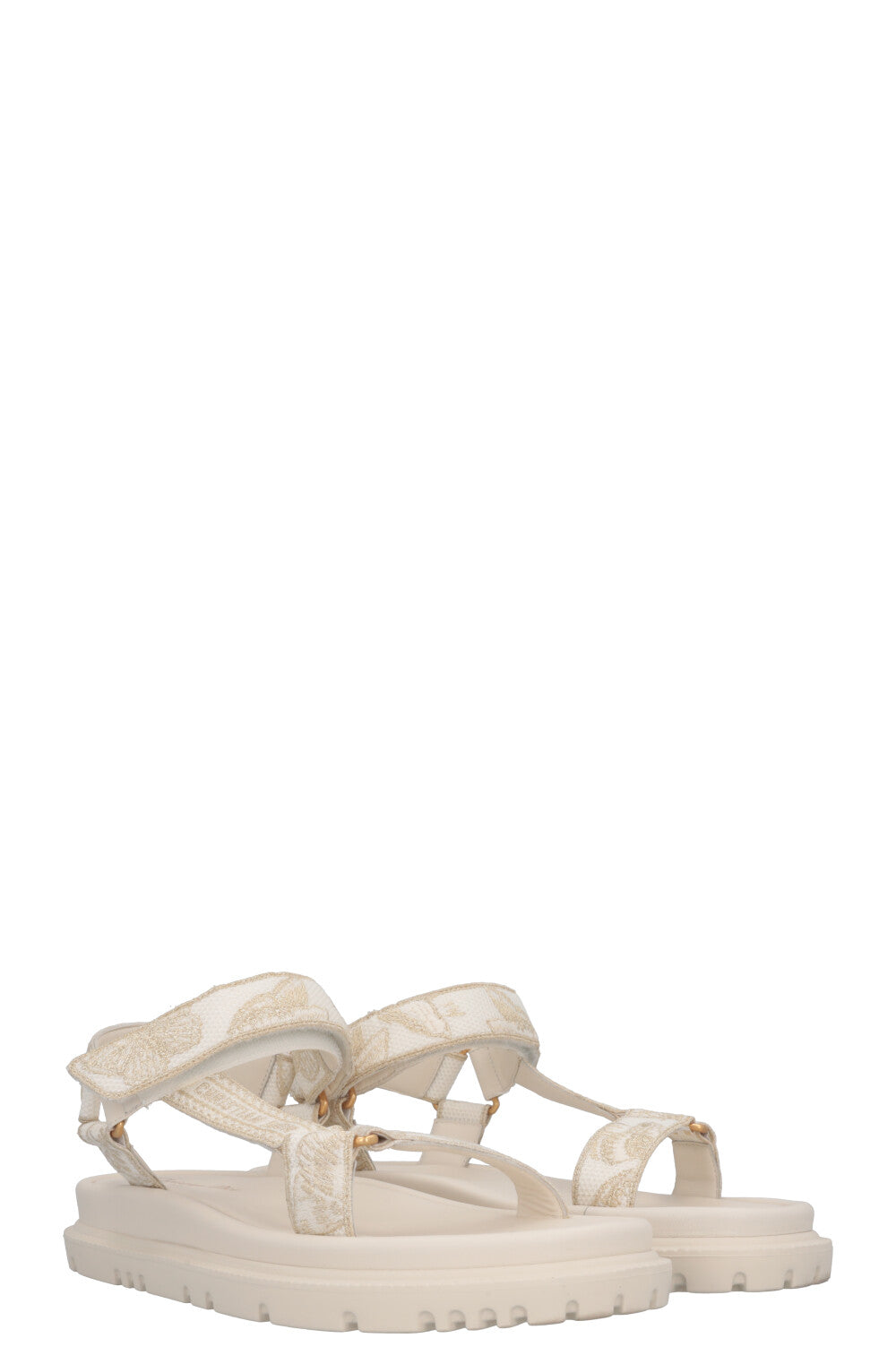 Dior Toile De Jouy D-Wave Flats White Gold Shoes