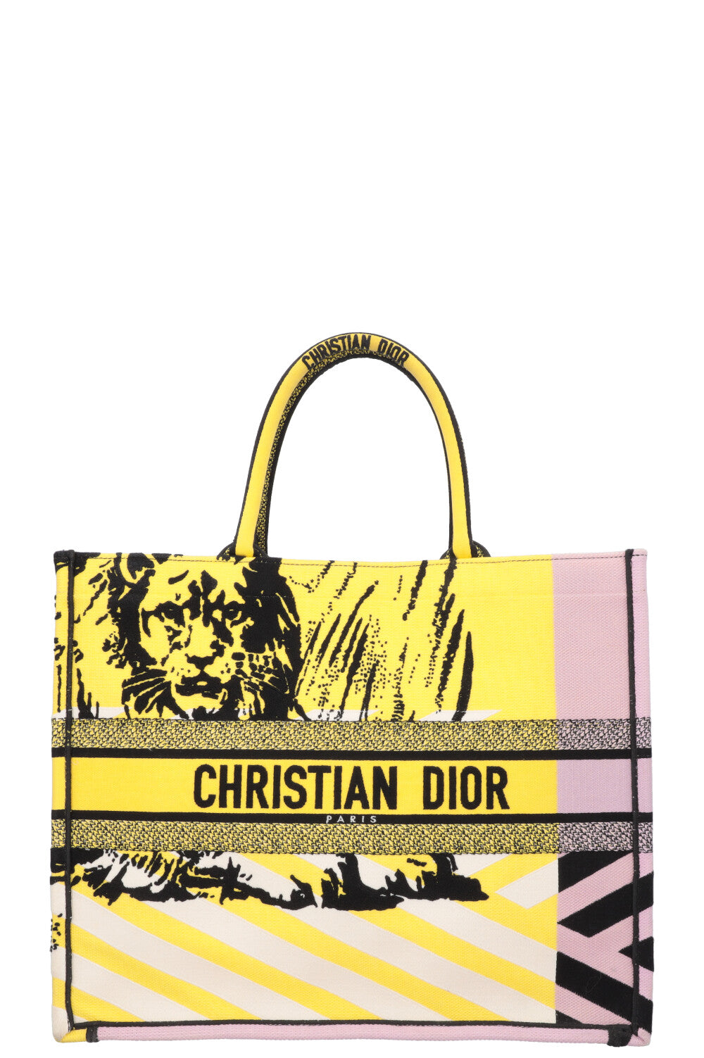 Dior Tote Bag Book Tote Yellow Purple Medium