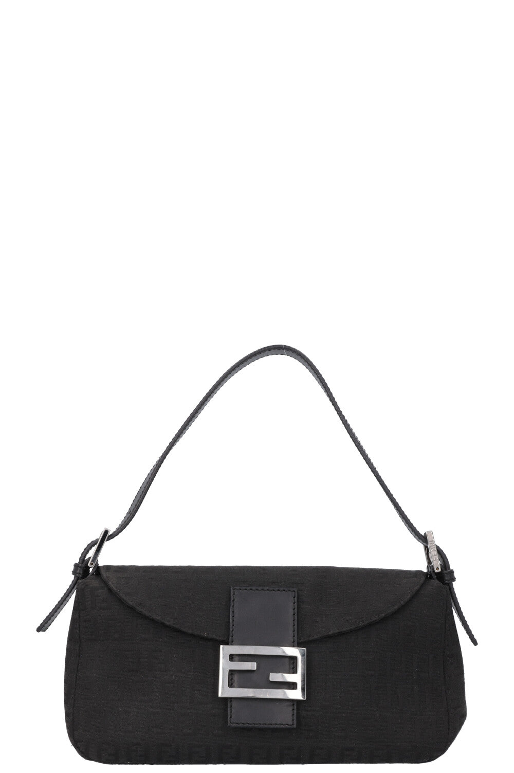 Fendi Zucca Print Baguette Shoulder Bag Canvas Black