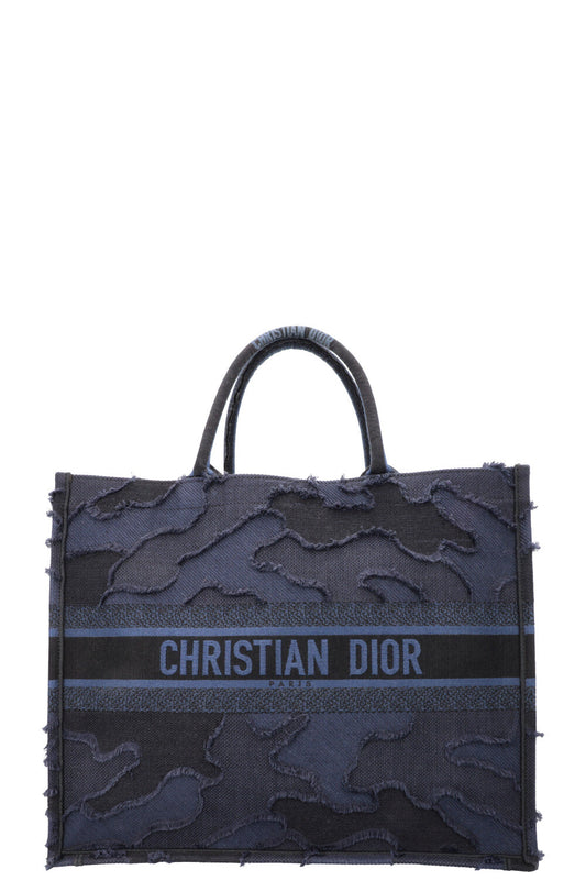 Dior Book Tote Camouflage Navy Medium Tote Bag