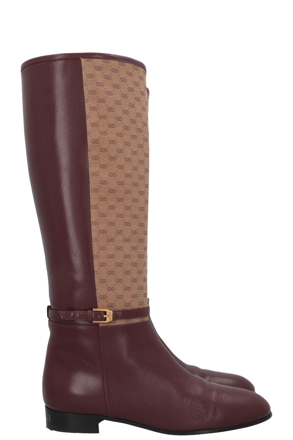 GUCCI Supreme GG Knee High Boots Burgundy