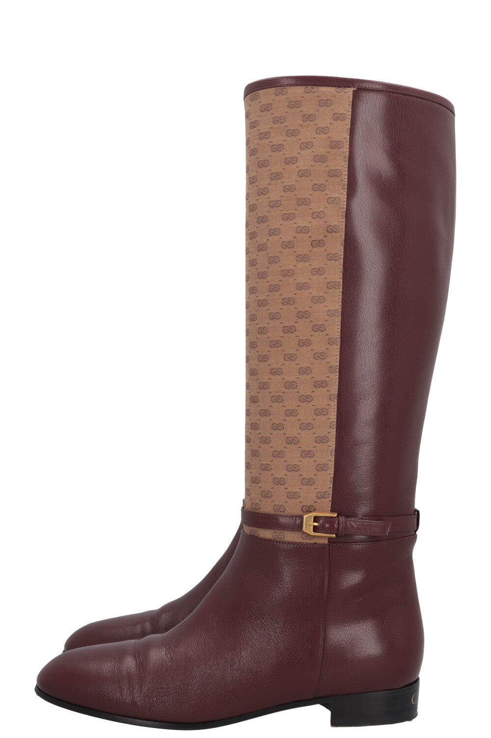 GUCCI Supreme GG Knee High Boots Burgundy
