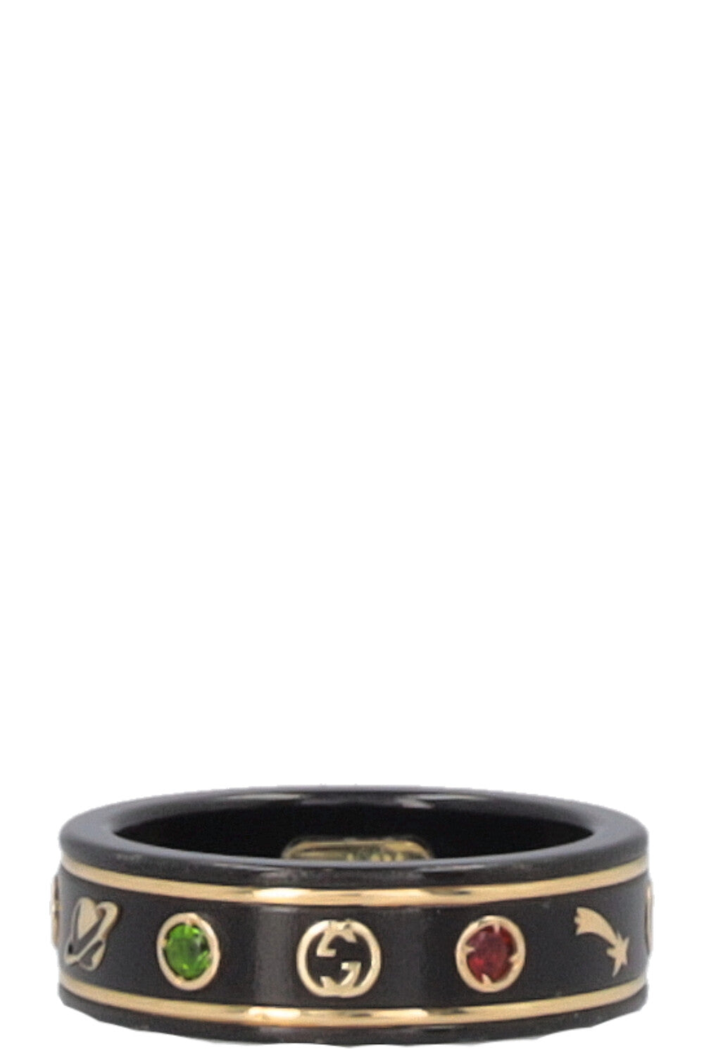 GUCCI Strass Icon Ring 18k Yellow Gold Multicolor