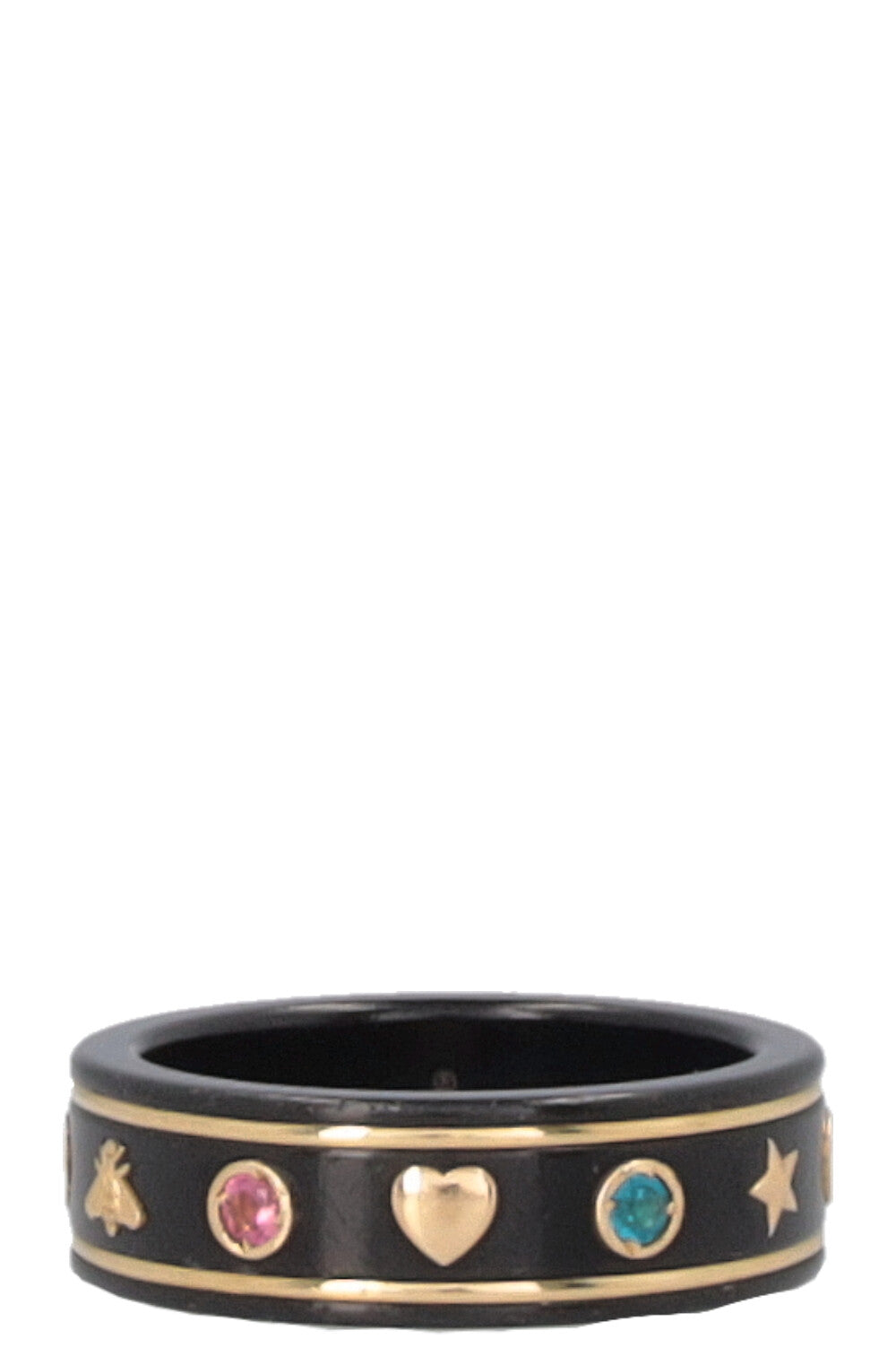 GUCCI Strass Icon Ring 18k Yellow Gold Multicolor
