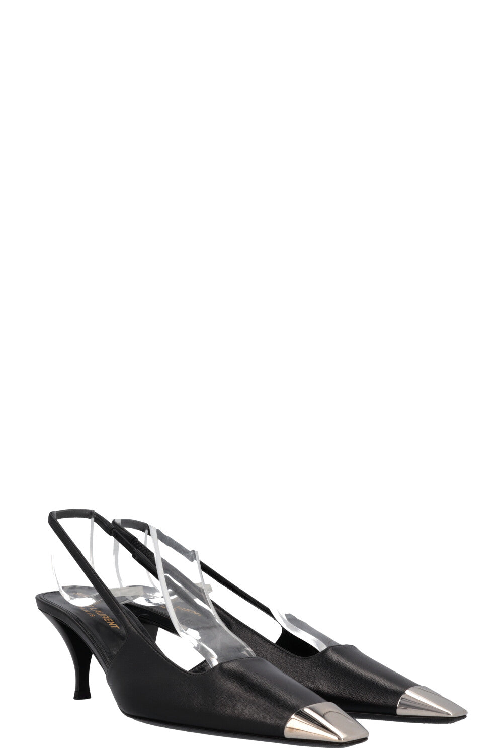 YSL Saint Laurent Sling Bag Blade Slingback Kitten Heels Black Shoes