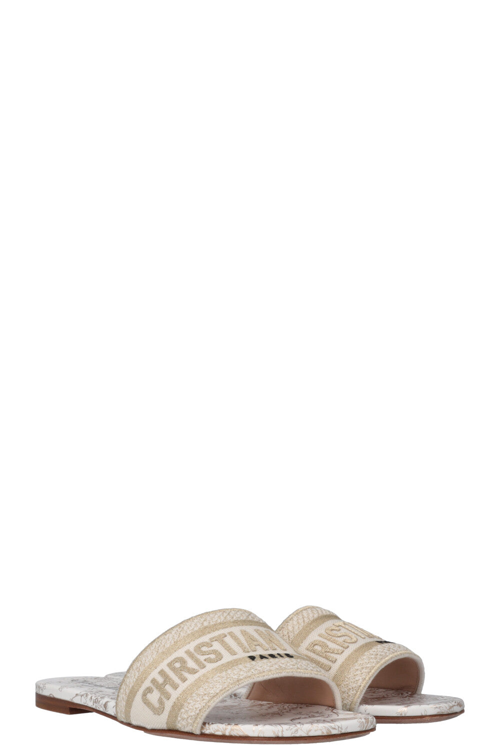 Dior Dway Slides White Gold Shoes