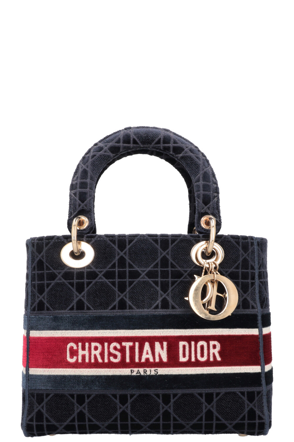 Dior Crossbody Bag Lady D-Lite Velvet Red Navy