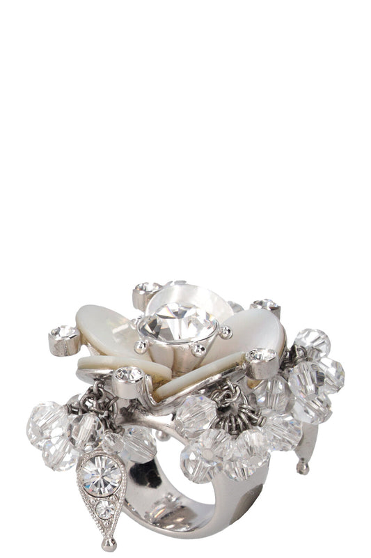 Dior Floral Ring MOP Silver Jewelry