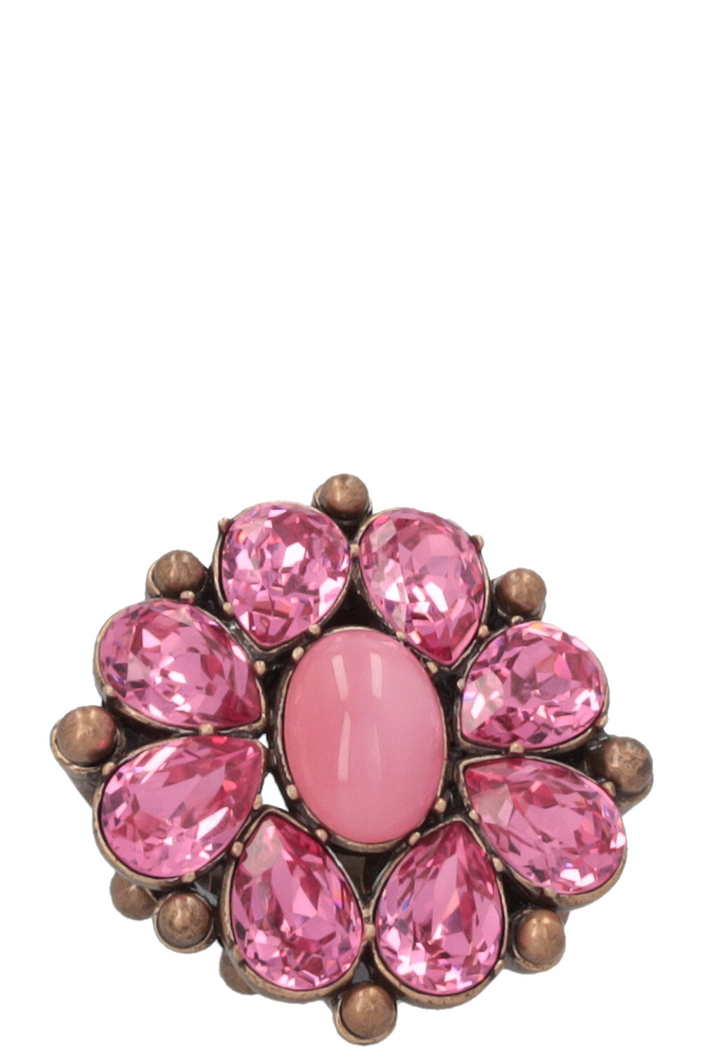 Dior Crystal Flower Cocktail Ring Pink Jewelry