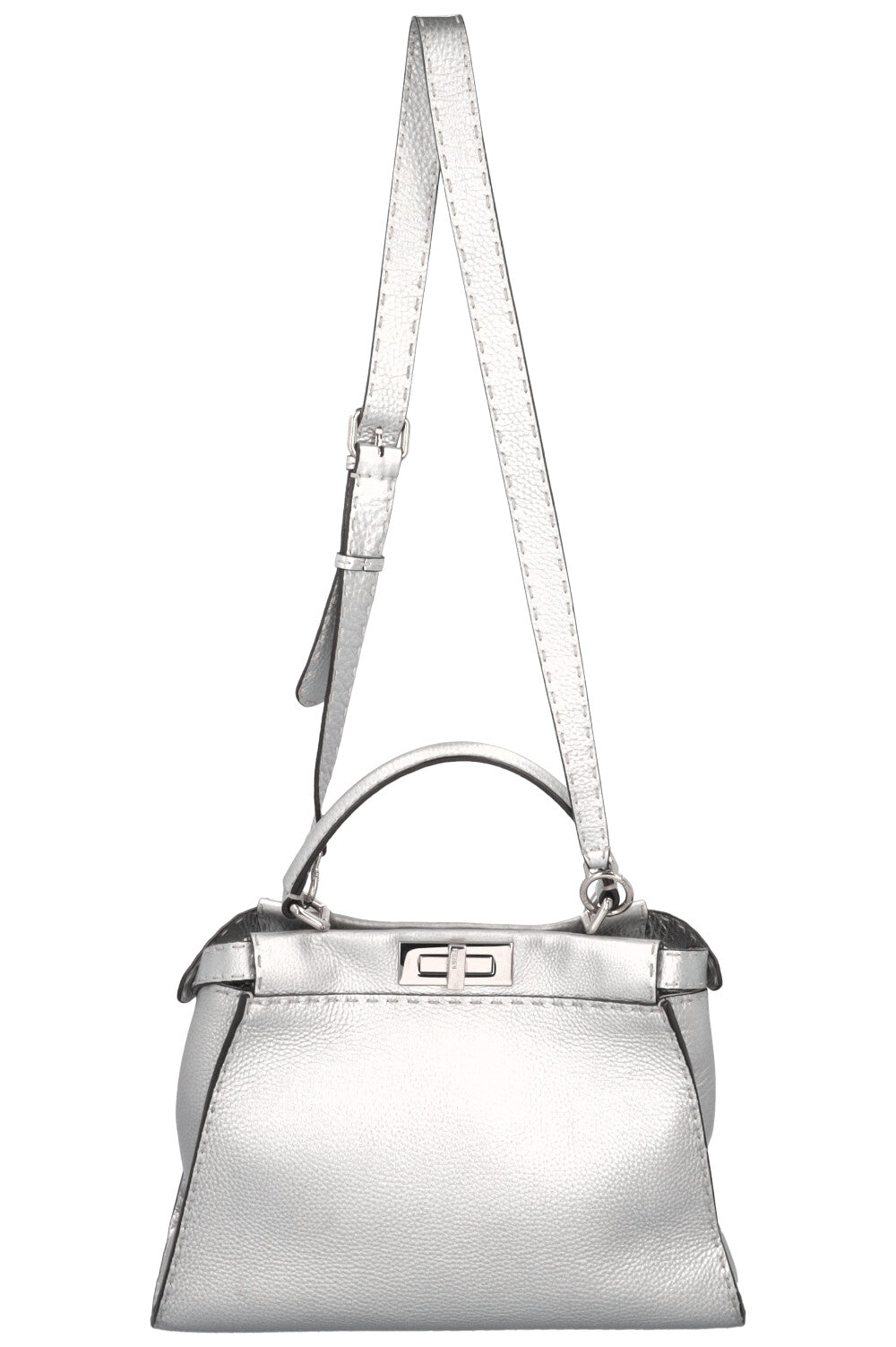 Fendi Peekaboo 2 Silver Medium Handbag