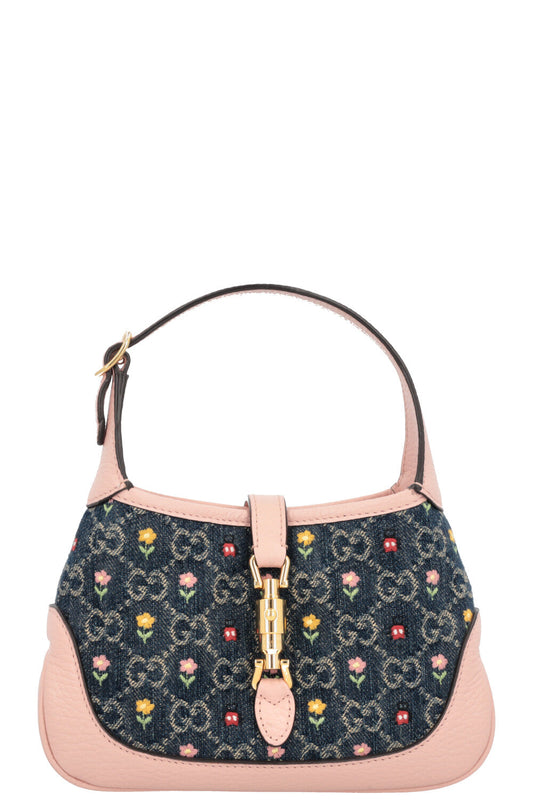 GUCCI 1961 Floral Denim Mini Jackie Blue Blush
