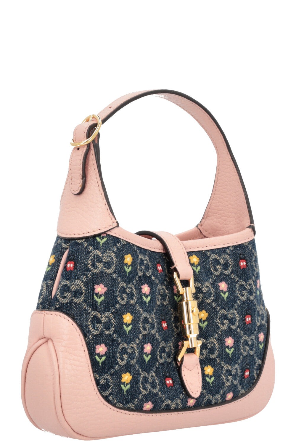 GUCCI 1961 Floral Denim Mini Jackie Blue Blush