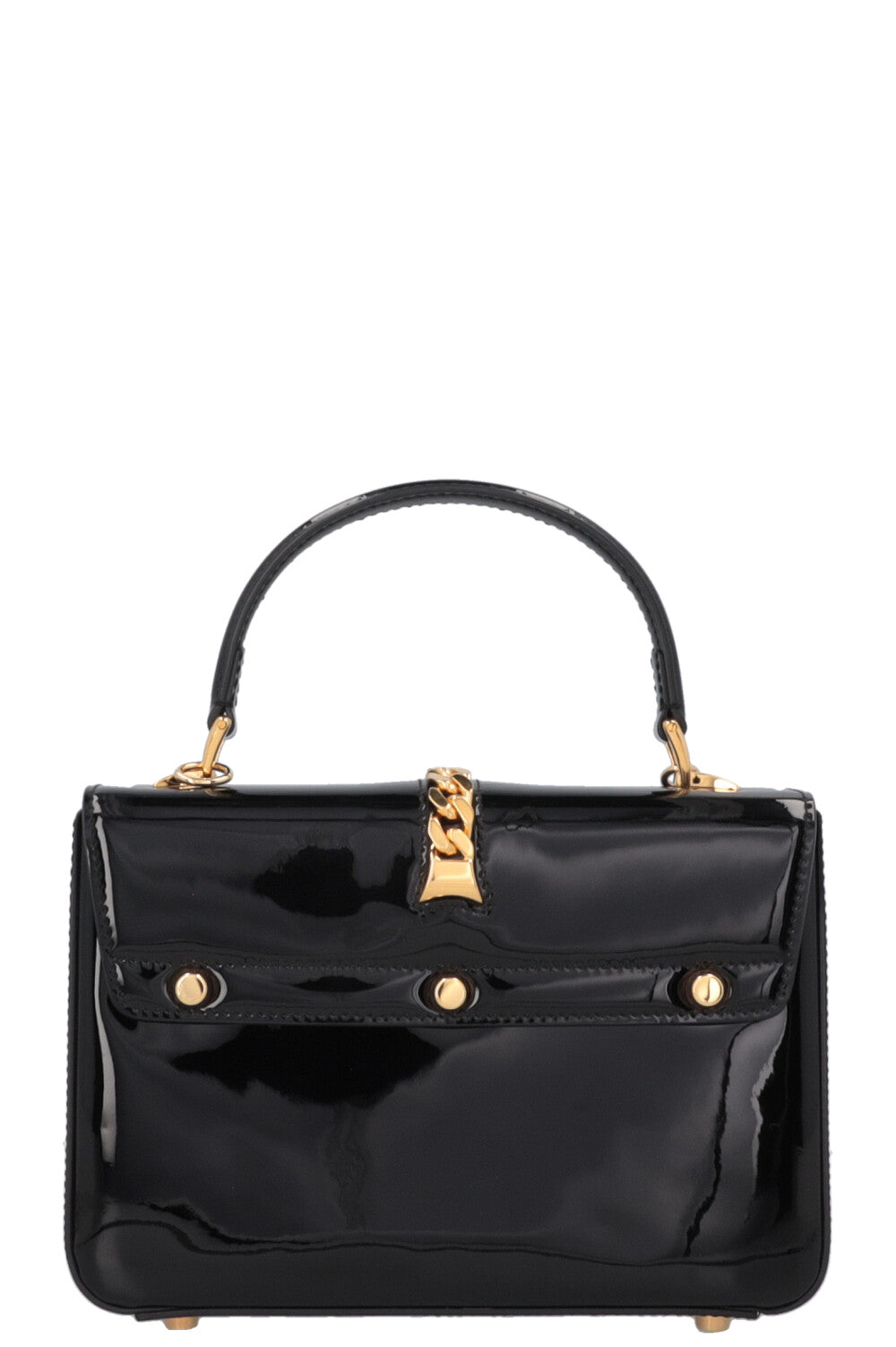 GUCCI Sylvie 1969 Mini Top Handle Bag Patent Black