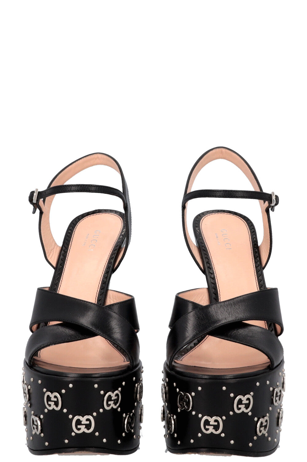GUCCI Platform Heels GG Leather Black