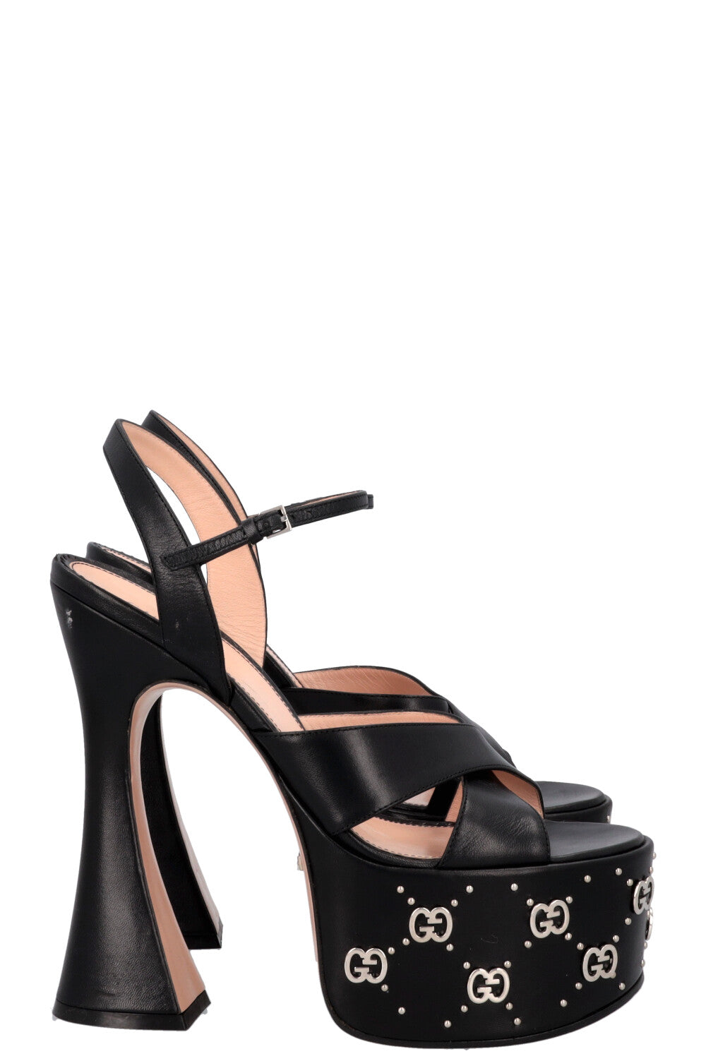 GUCCI Platform Heels GG Leather Black