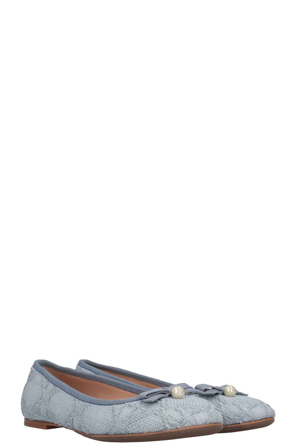 Dior Ballet Flats Cannage Raffia Blue Shoes