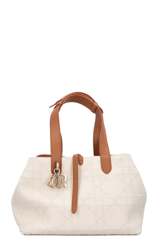 Dior Toujours Bag Macrocannage Canvas White Brown Handbag