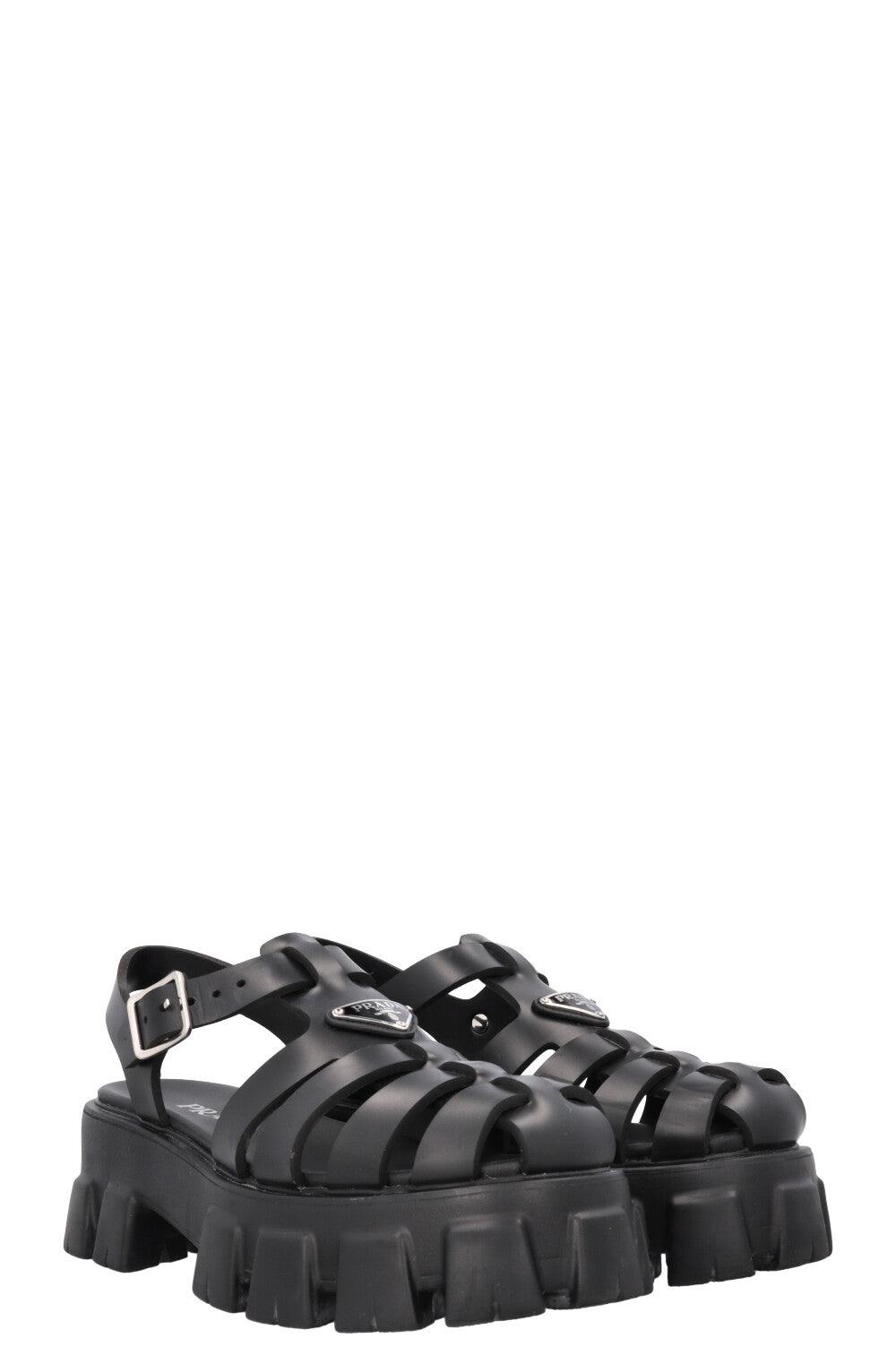 Prada Monolith PVC Sandals Black Shoes