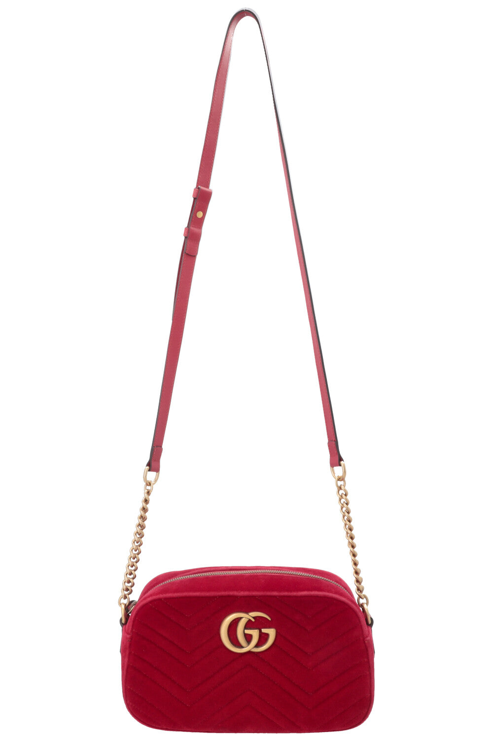 GUCCI Marmont Camera Bag Medium Velvet Red