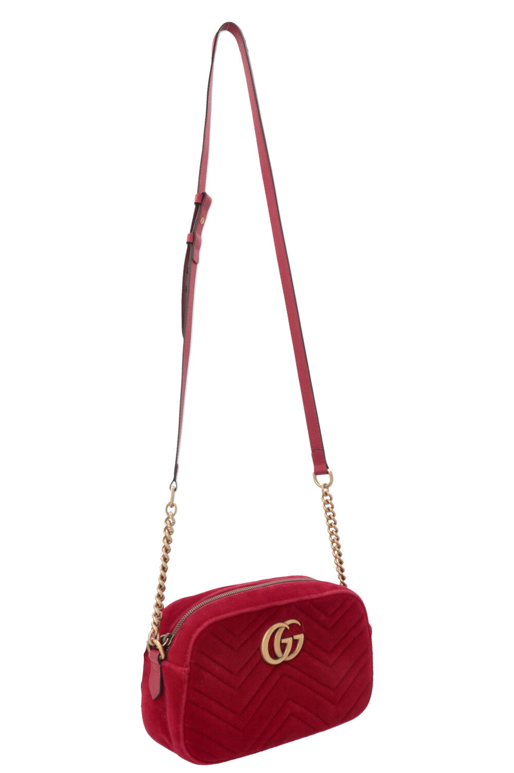 GUCCI Marmont Camera Bag Medium Velvet Red