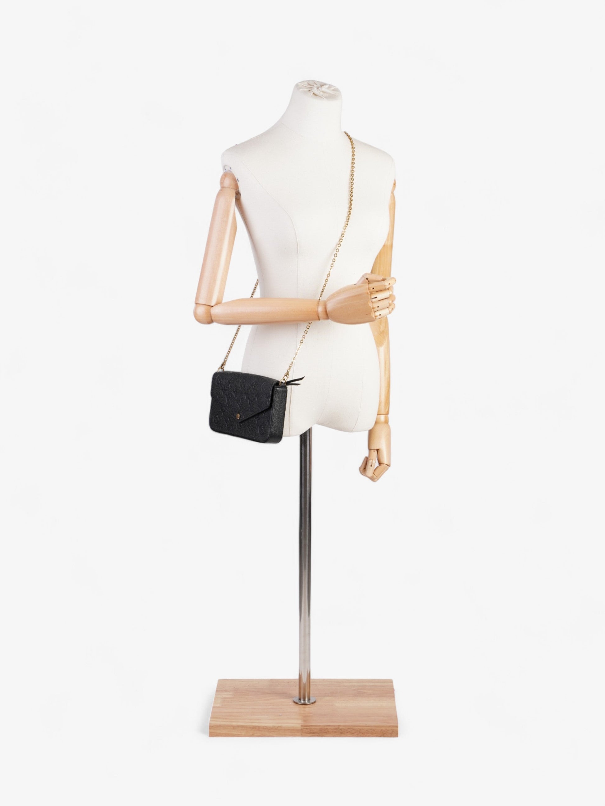 Louis Vuitton Pochette Felicie Empreinte Leather Black Clutch Bag