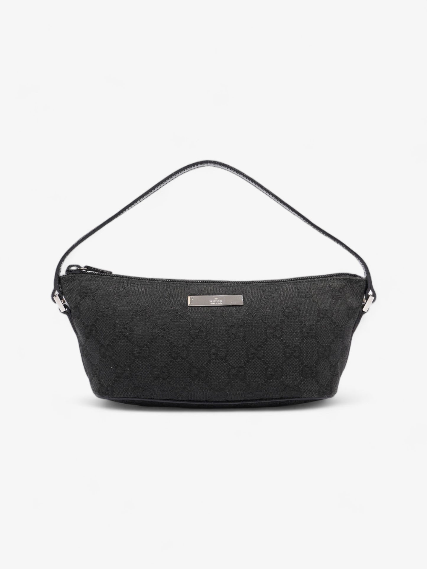 Gucci Boat Baguette Shoulder Bag Canvas Black