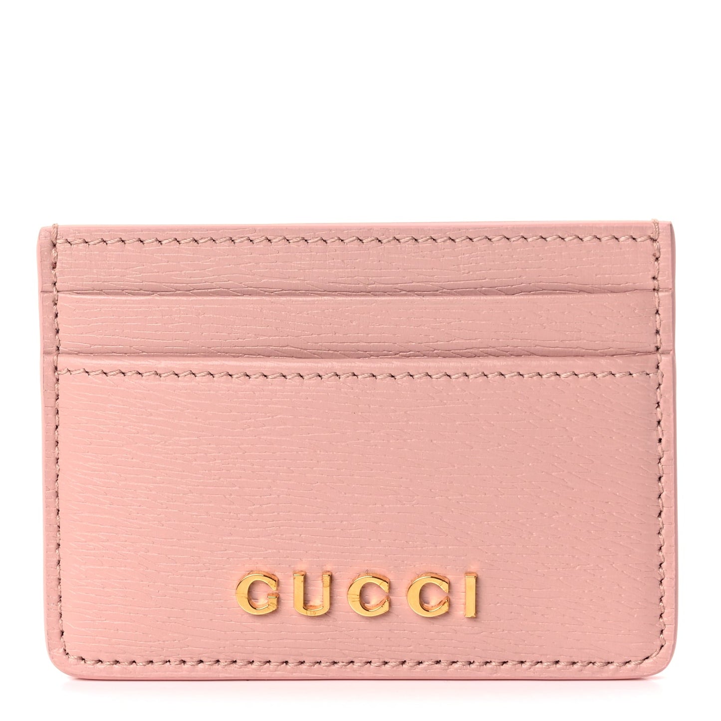 Gucci Calfskin Script Card Holder Light Pink
