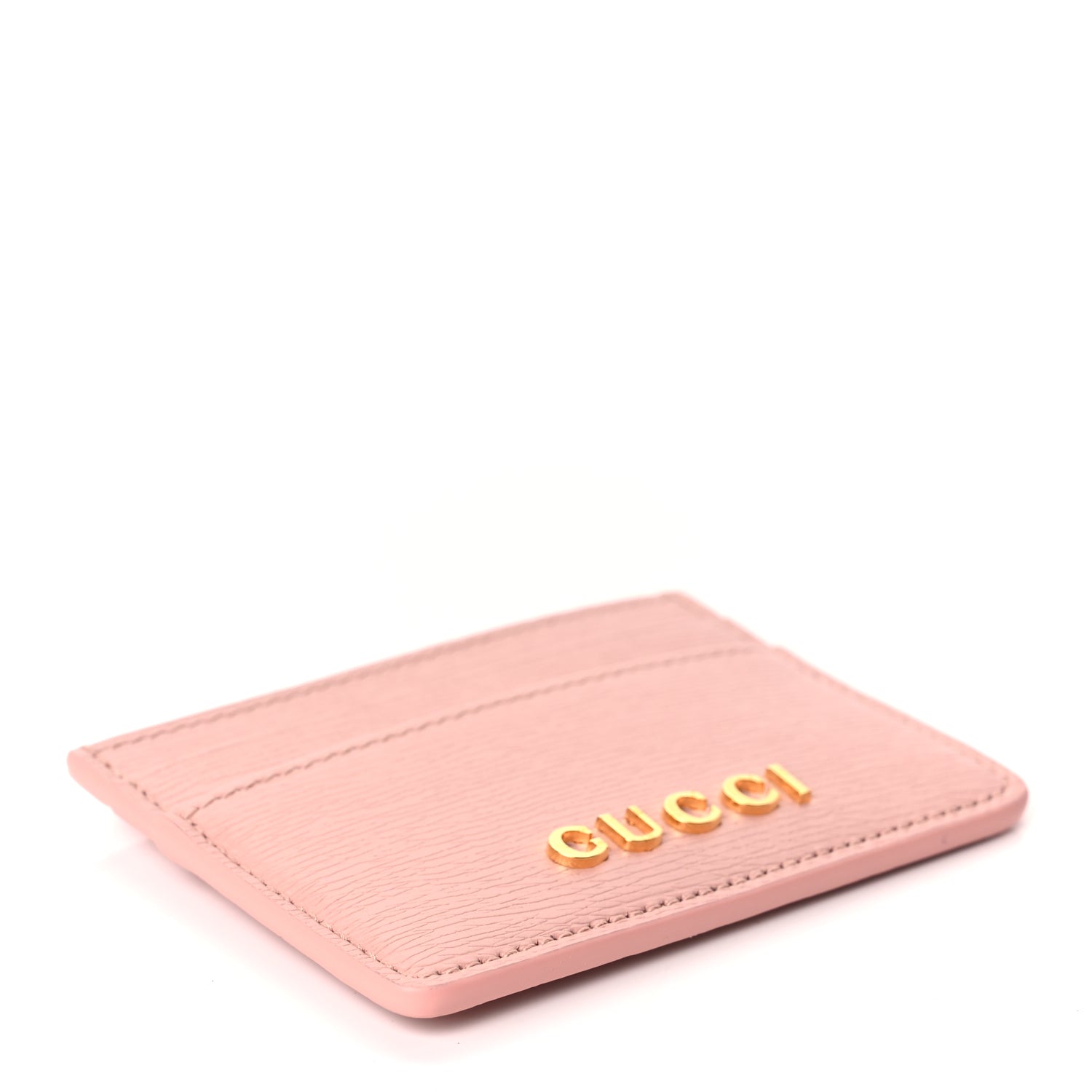 Gucci Calfskin Script Card Holder Light Pink