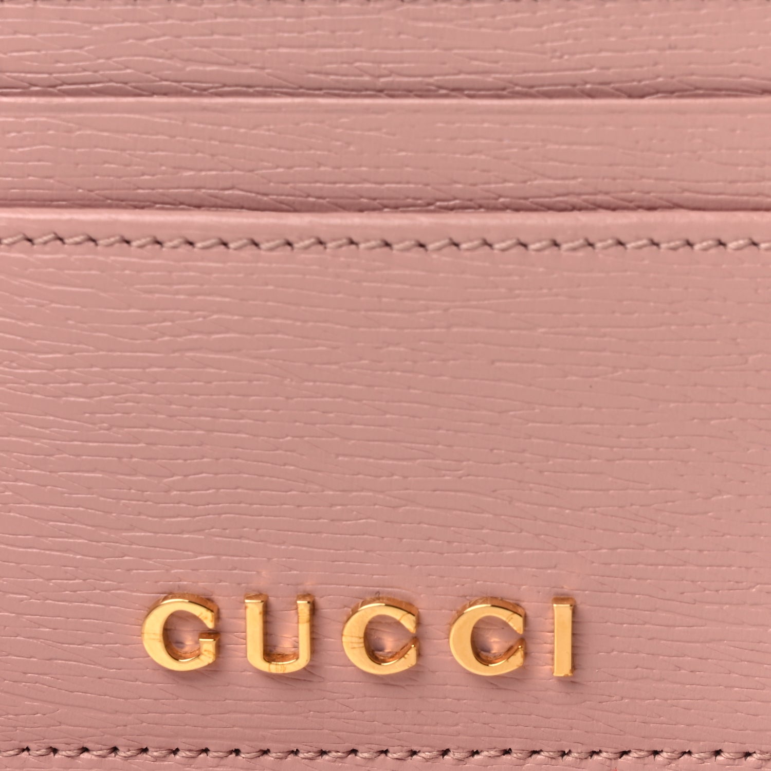 Gucci Calfskin Script Card Holder Light Pink
