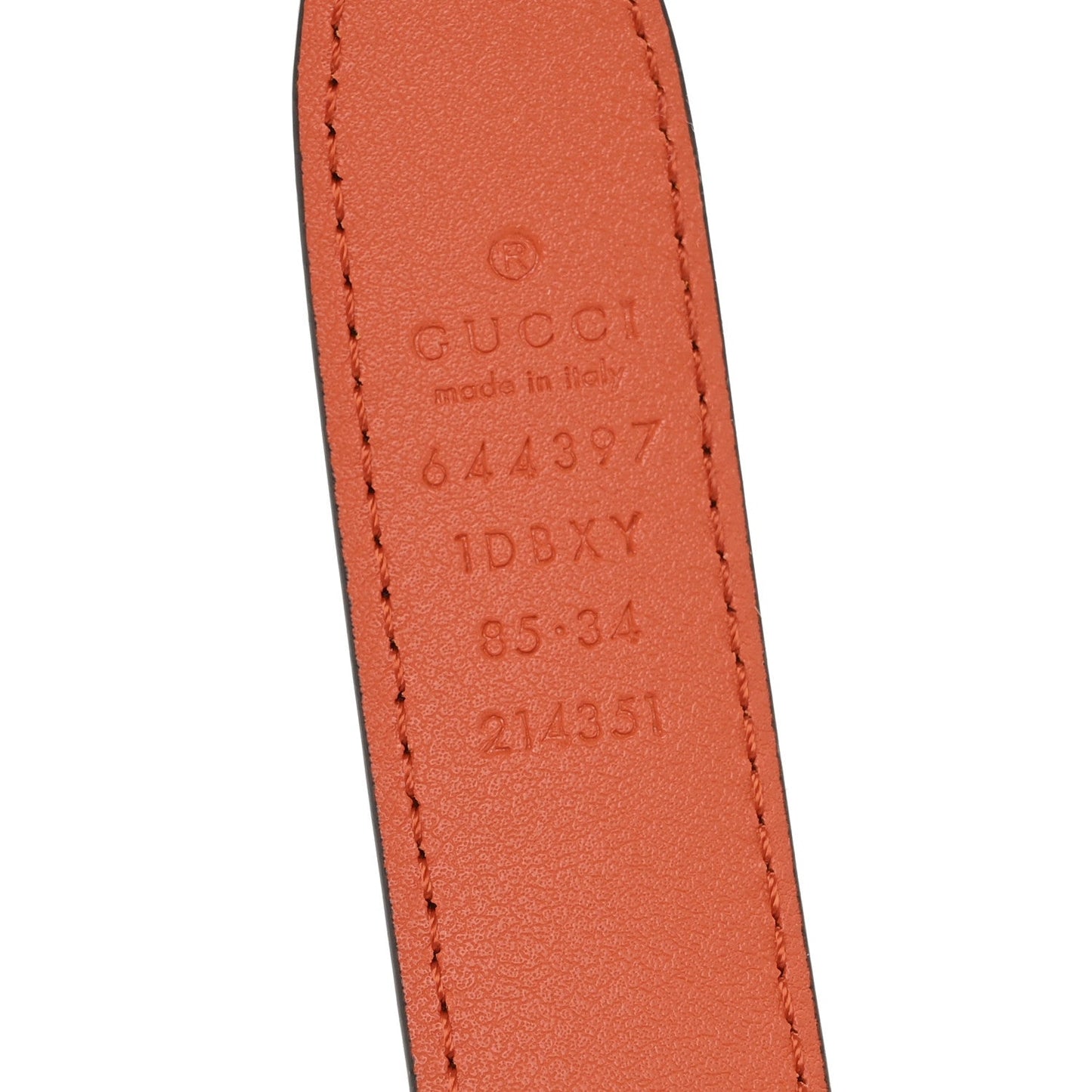 Gucci Efesto Leather Womens Horsebit 15/23mm Belt 85 34 Orange