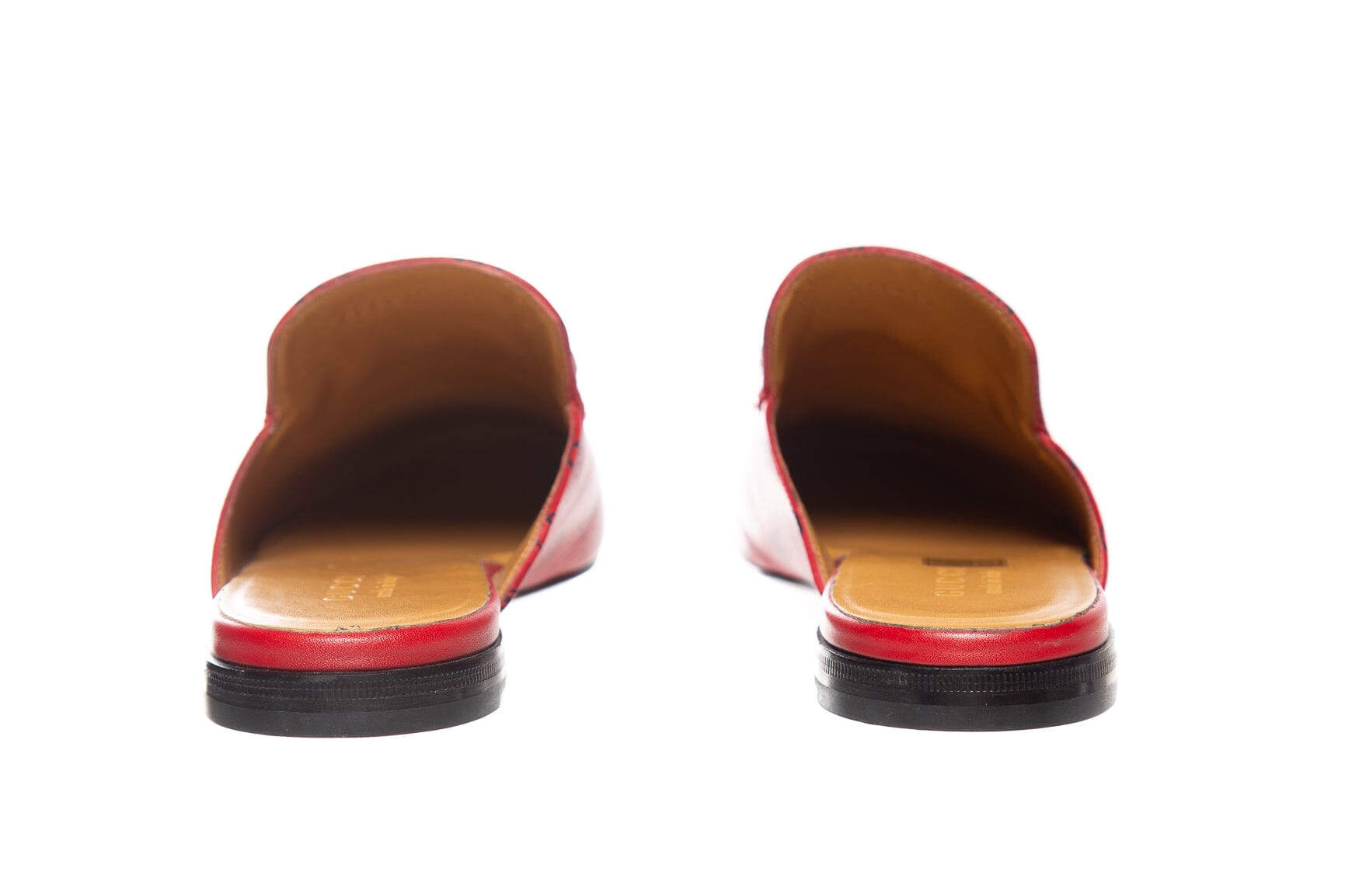 Gucci Red Leather Skull Print Princetown Loafers