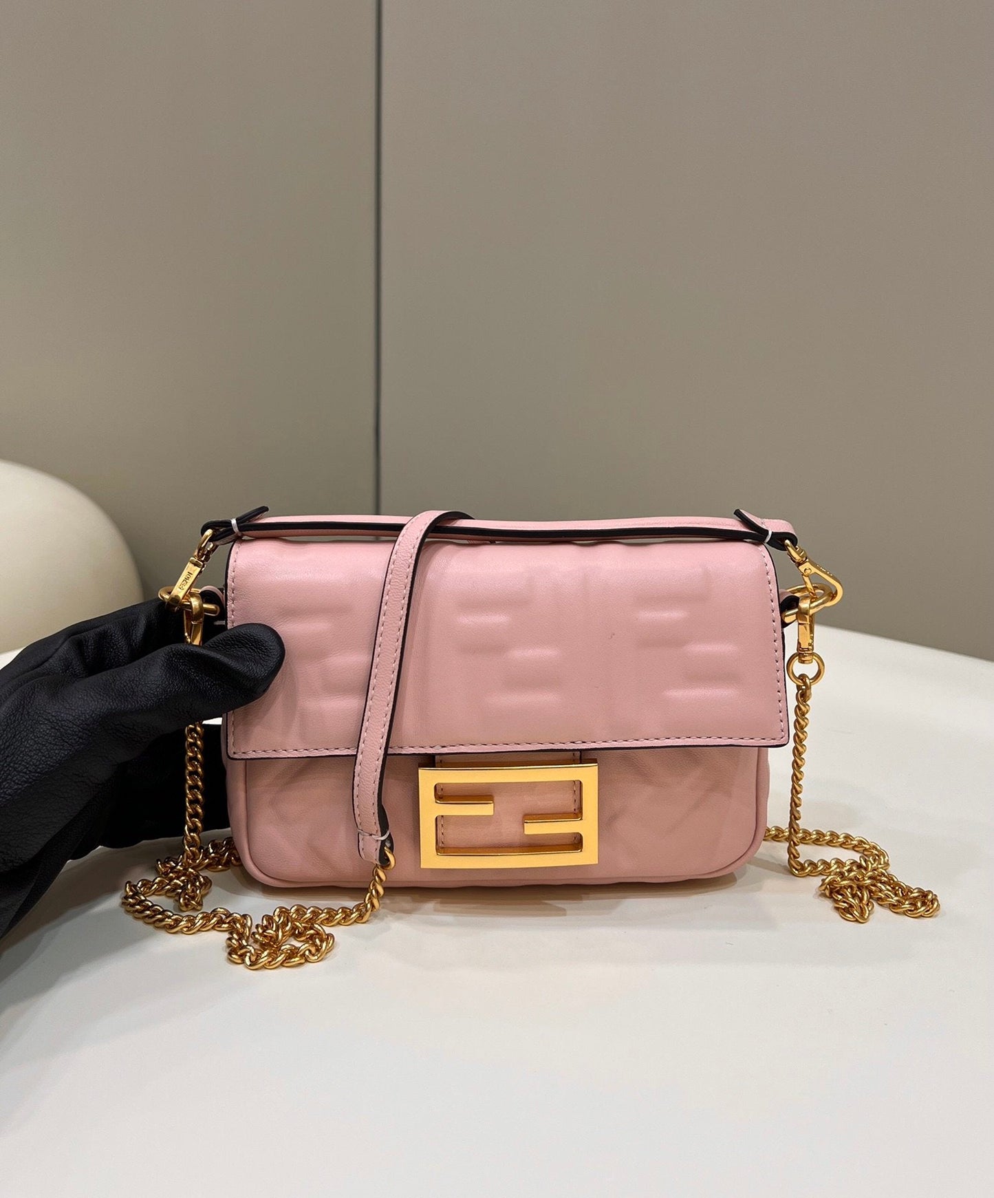 Fendi Top QualityTop Quality Baguette , Pink FF Crossbody Bag Ff 8Bs017