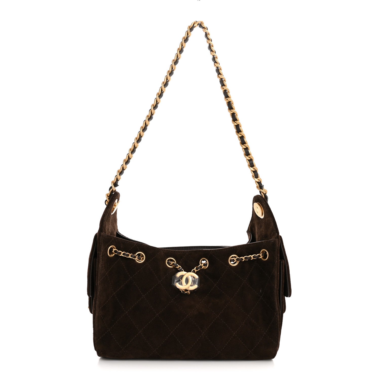 Chanel Suede Quilted Mini 25 Handbag Dark Brown