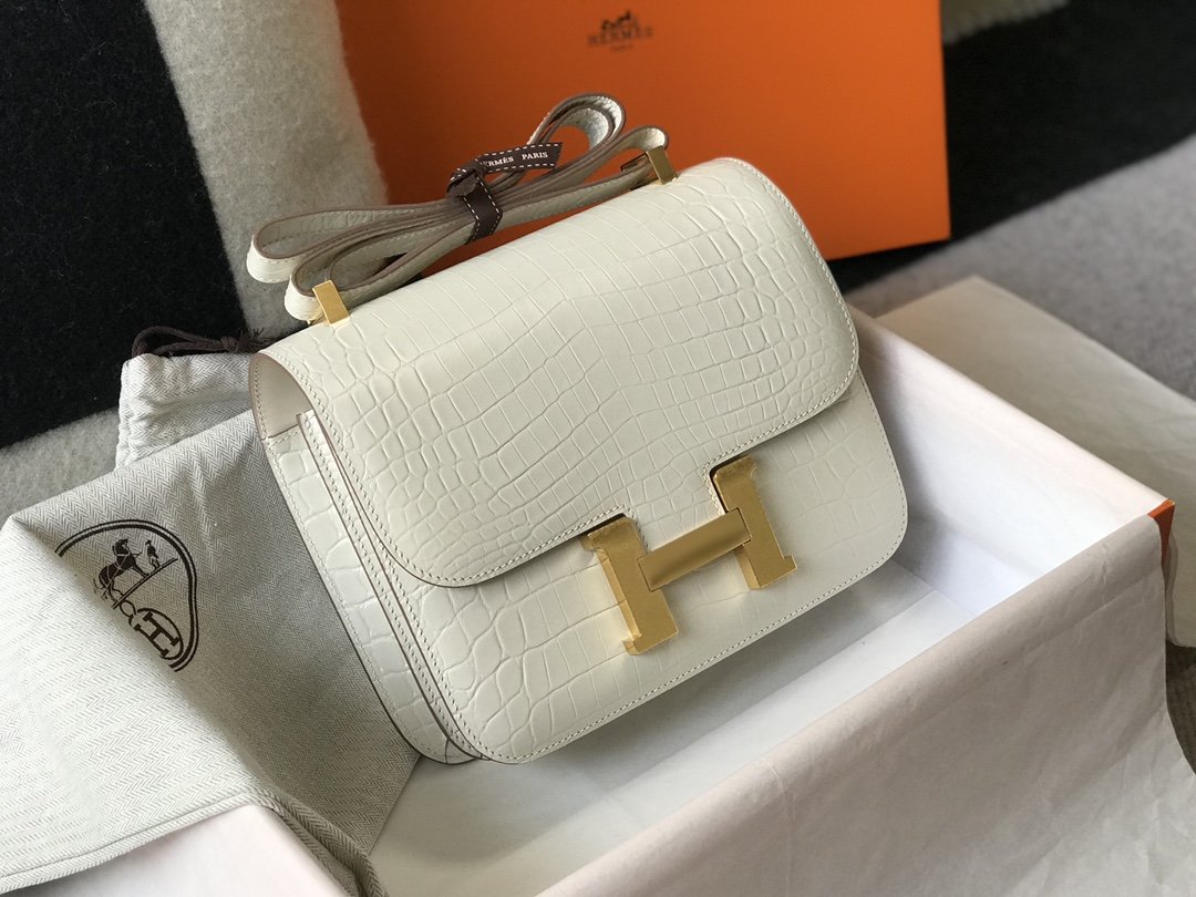 Top Quality Constance Pattern Crocotop Qualityle For White Shoulder Bag