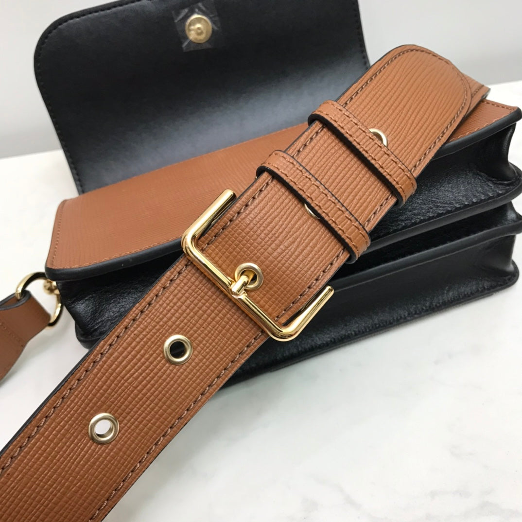 Top Quality Bridle Ho Check And Buckle Brown Small Crossbody Bag