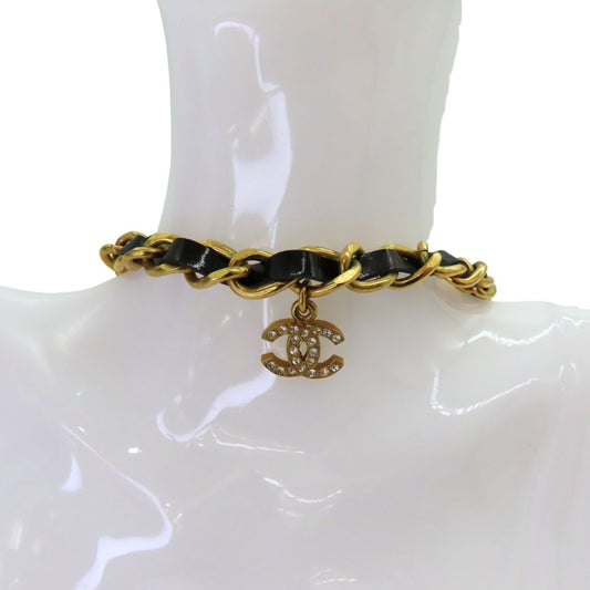 Chanel Enamel Leather Coco Mark Necklace Choker