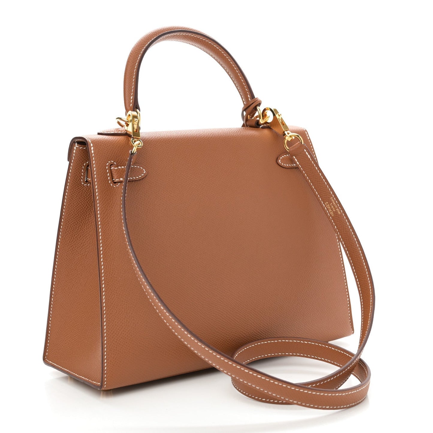 Hermes Epsom Kelly Sellier Handbag Gold Travel Bag 25 Gold 1738353