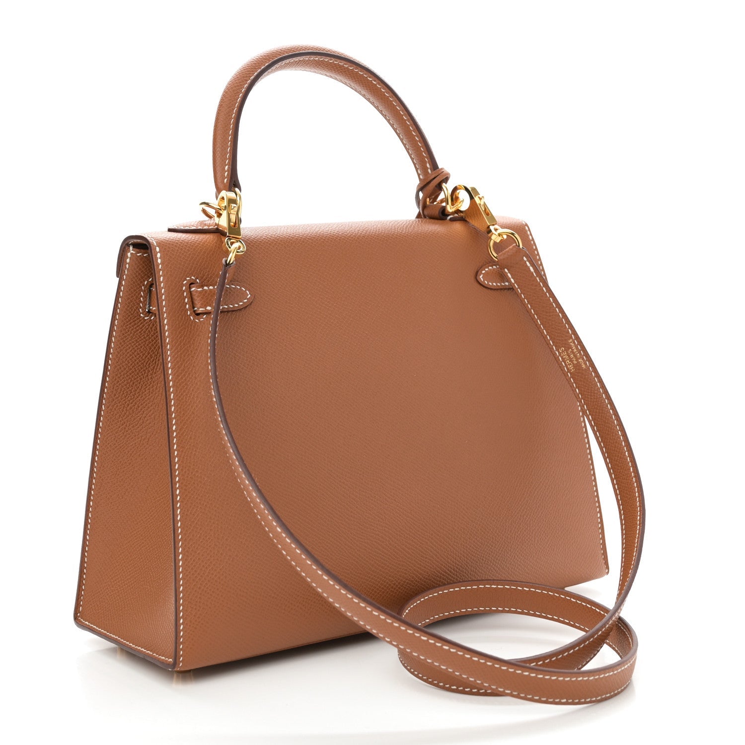 Hermes Epsom Kelly Sellier Handbag Gold Travel Bag 25 Gold 1738353