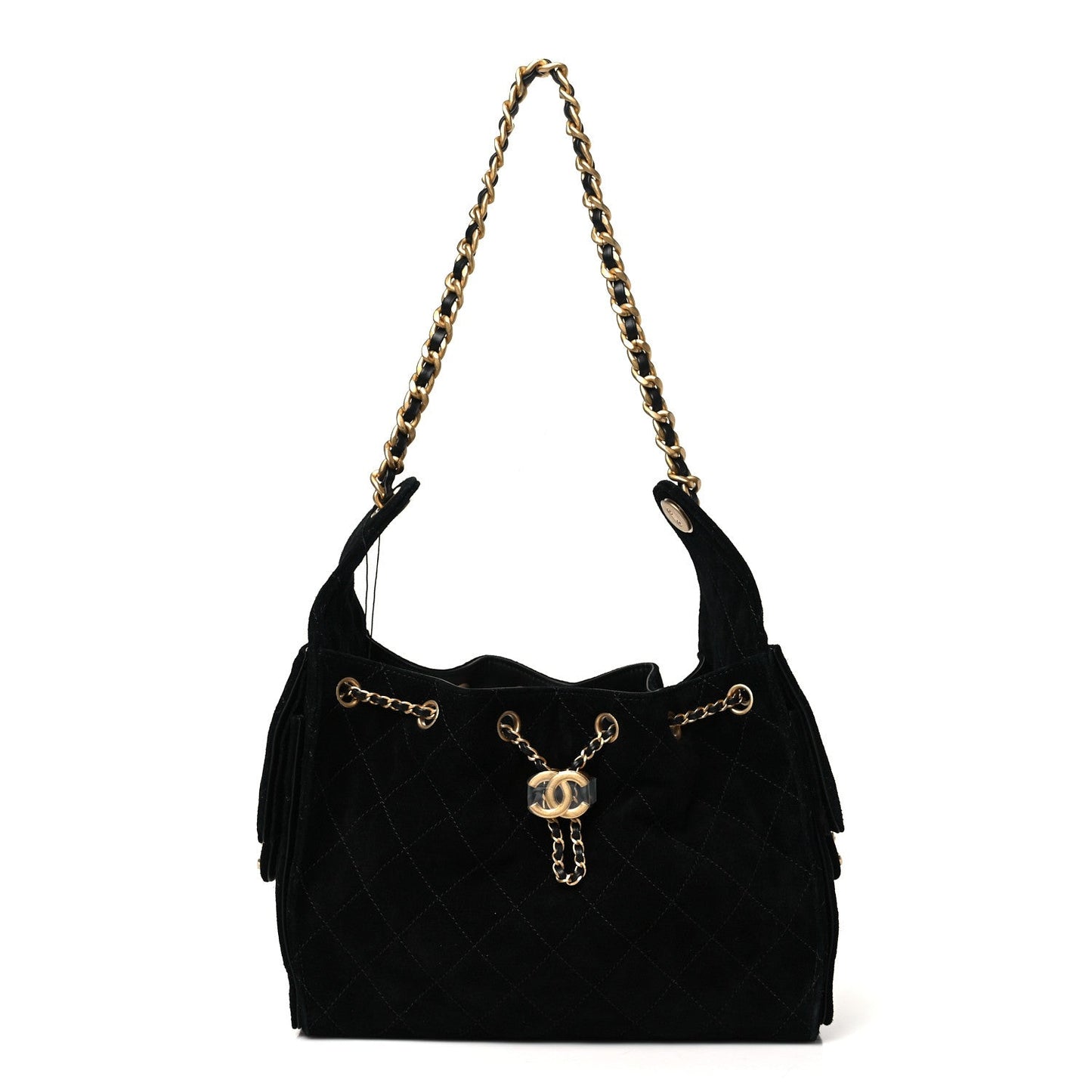 Suede Quilted Small Chanel 25 Handbag Black 3