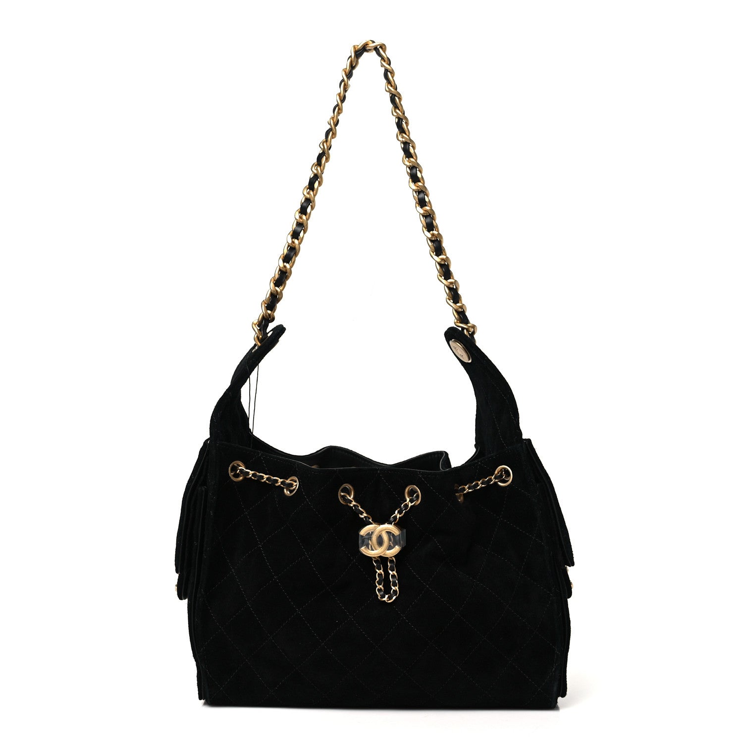Suede Quilted Small Chanel 25 Handbag Black 3