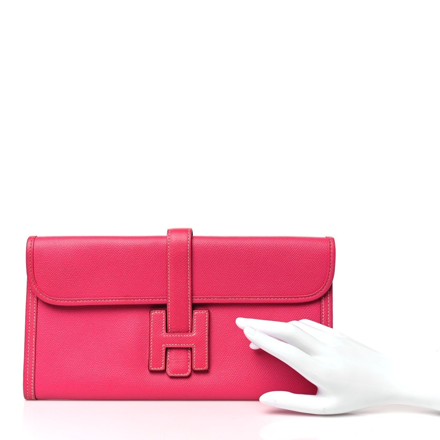 Hermes Epsom Jige Elan Clutch Rose Tyrien Clutch Bag