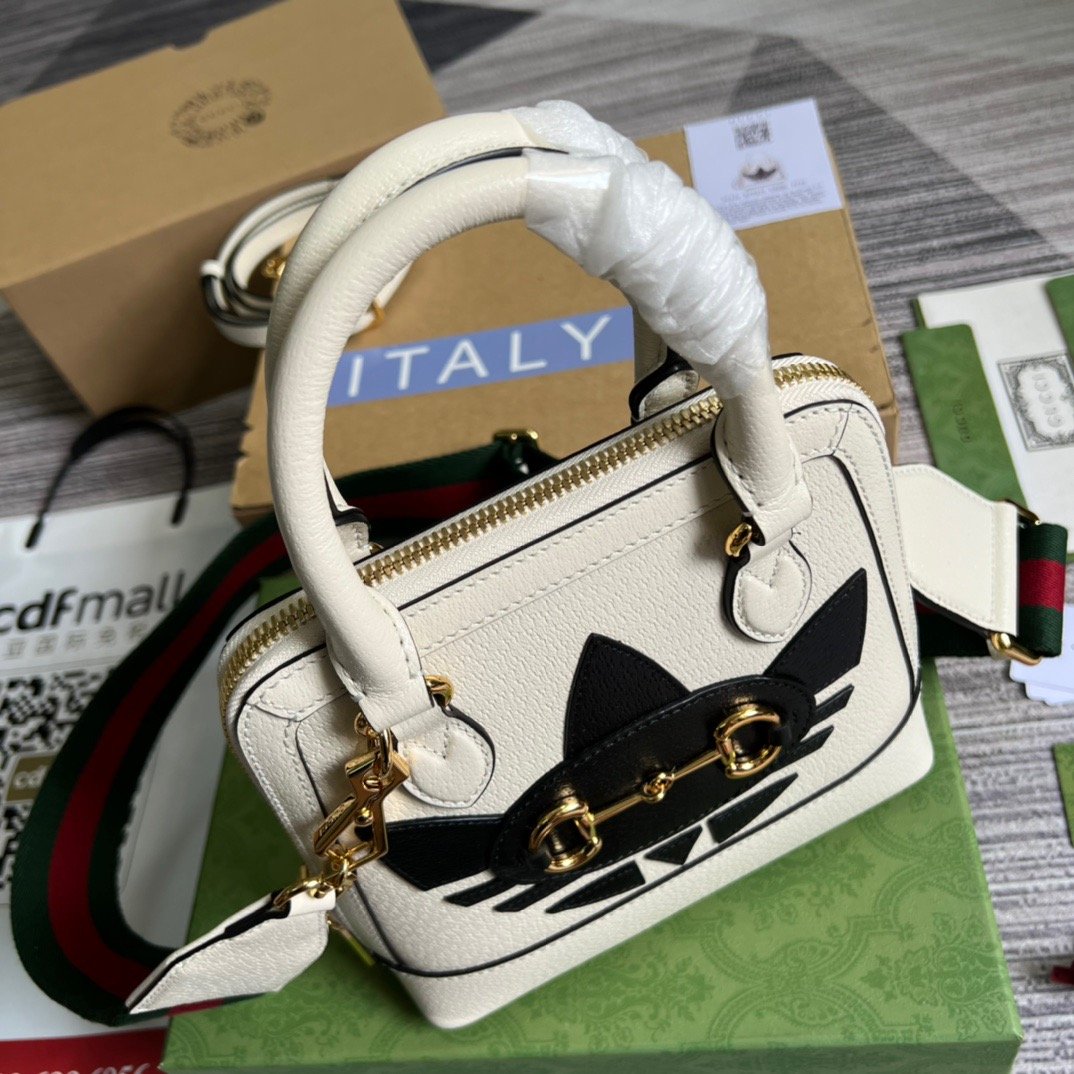 gg x Adidas Horsebit , White Mini Bag