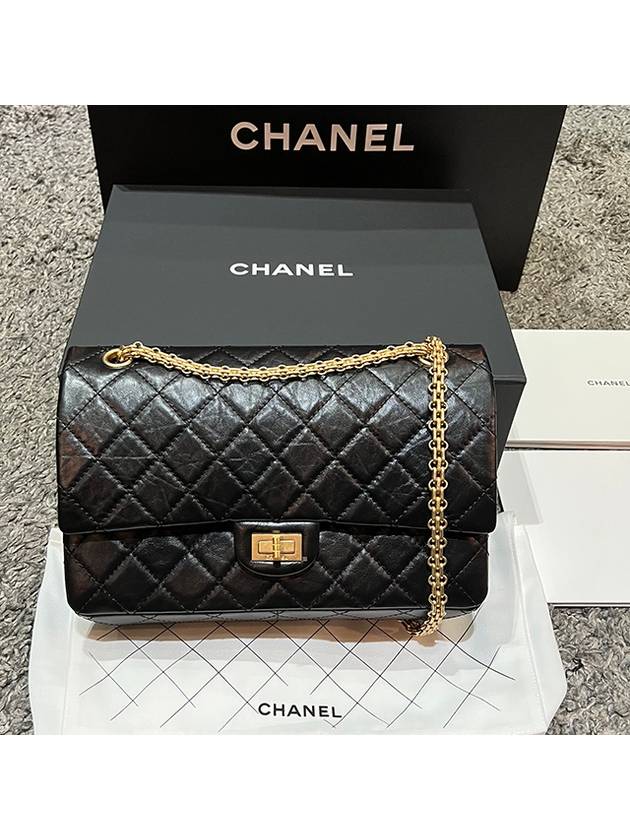 255   Calfskin Gold Tone Metal Large Flap Shoulder Bag Black Chanel