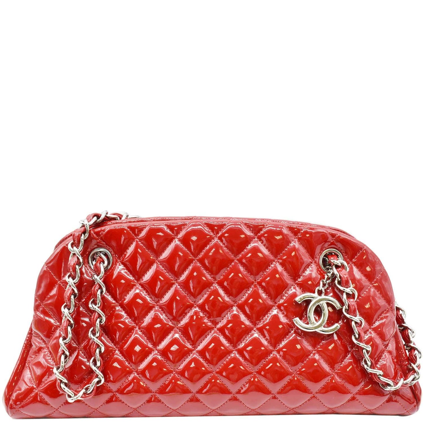 Chanel Just Mademoiselle New Rep Bowling Bag Leather Red Shoulder Bag