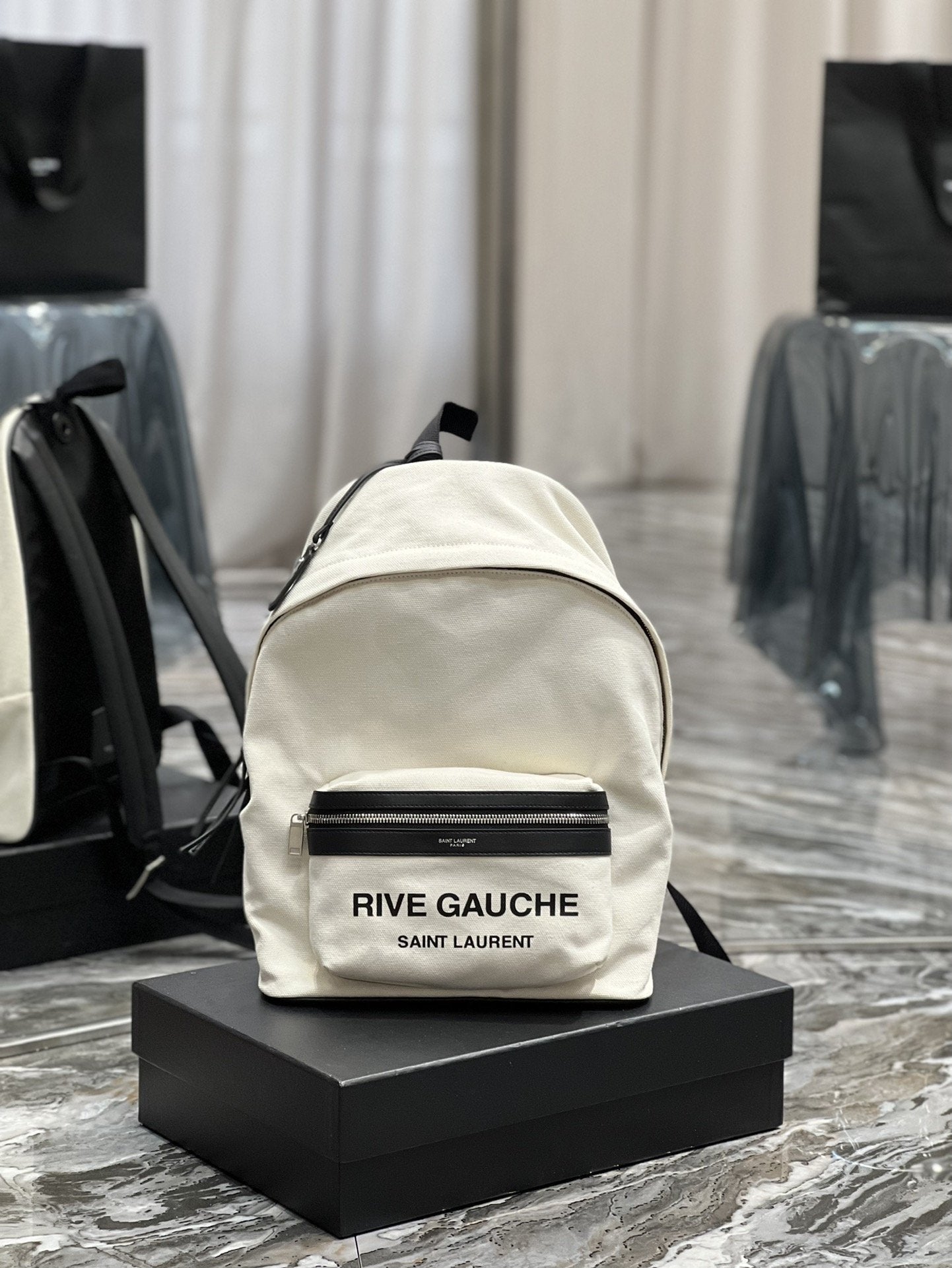 YSL Saint Laurent YSL Top Quality City Backpack In Unisex Canvas White