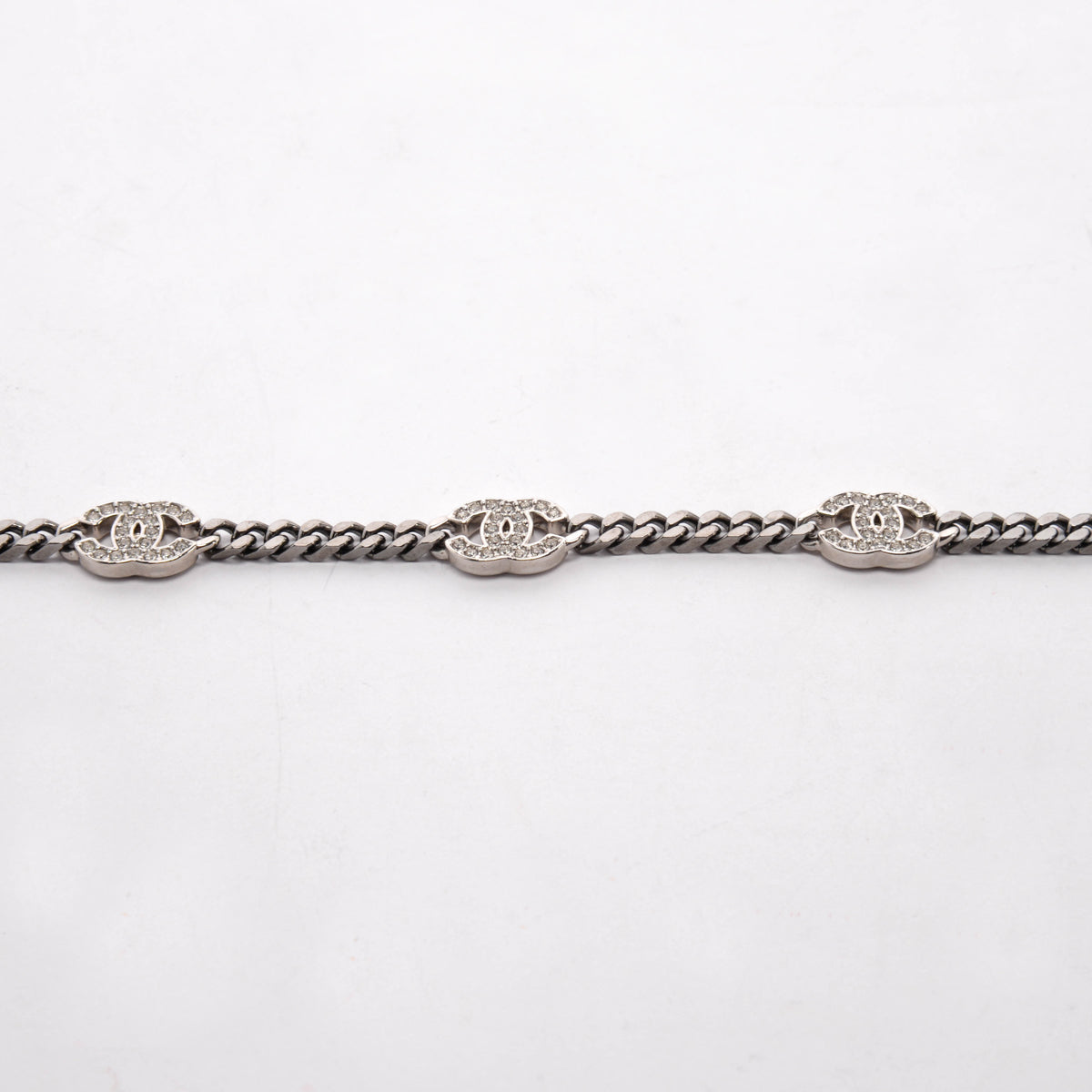 Chanel Gunmetal Crystal Cc Chain Belt Bag
