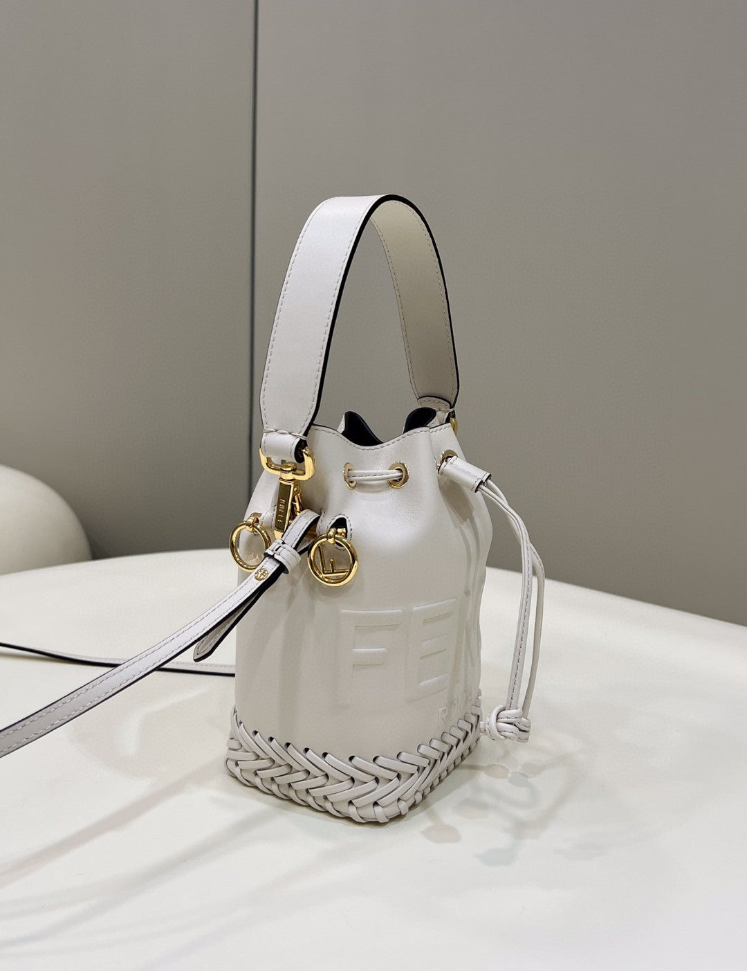 Mon Tresor Stitching White Mini Travel Bag