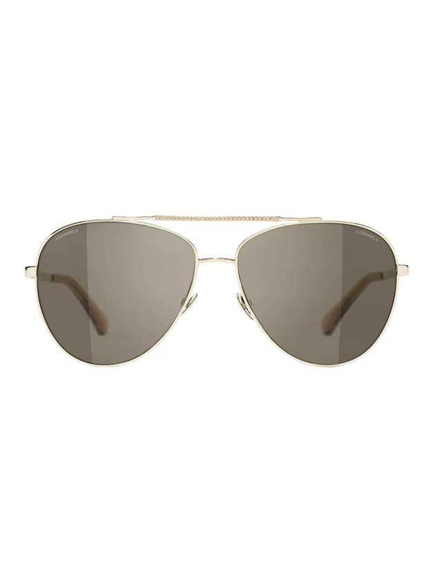 Eyewear Double Bridge Aviator Sunglasses Pale Gold Brown Chanel