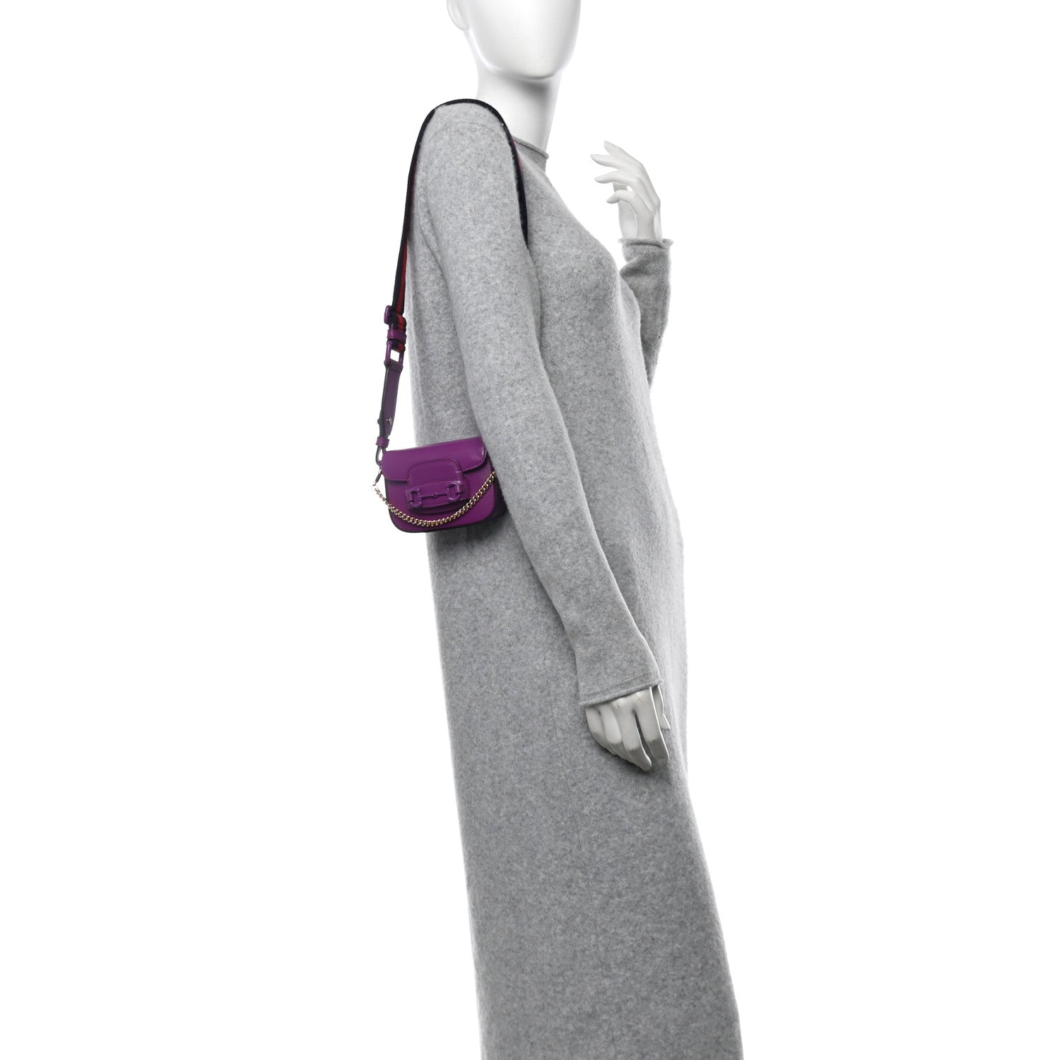 Gucci Azalea Calfskin Web Monochrome Horsebit 1955 Wallet On Strap Purple