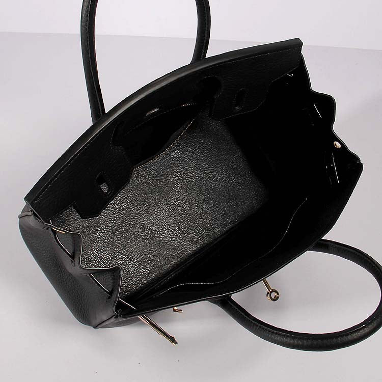 Hermes Luxury Cm Birkin Bag Togo With Strap Leather Black Travel Bag